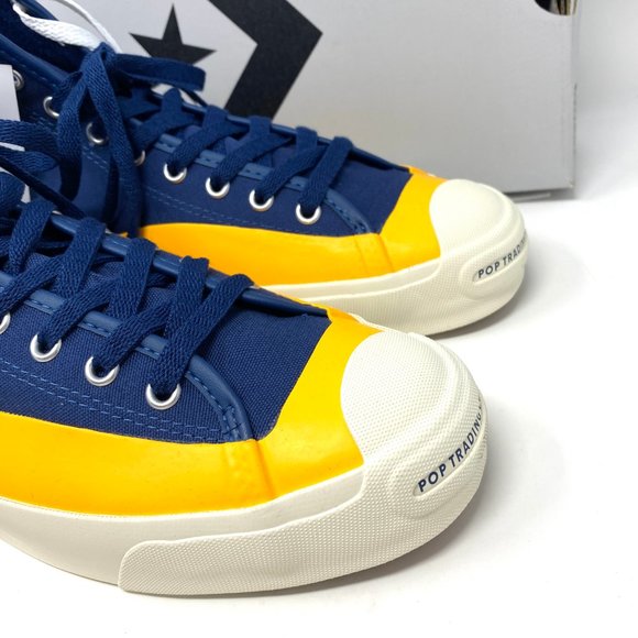 CONVERSE Mens 169006C JACK PURCELL PRO P Navy Citrus Egret Canvas Hi Top Sneaker - Picture 8 of 12